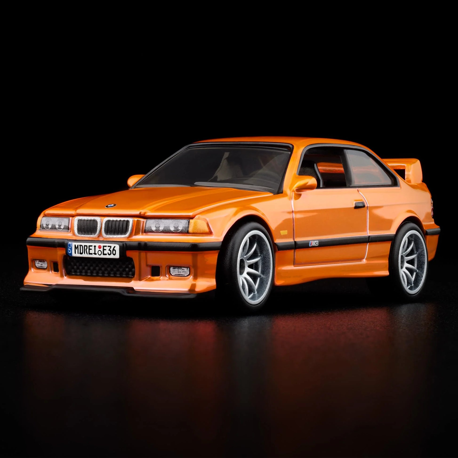 Hot Wheels RLC 1995 BMW M3 LTW in Spectraflame orange and opening hood, 1:64 scale collectible.