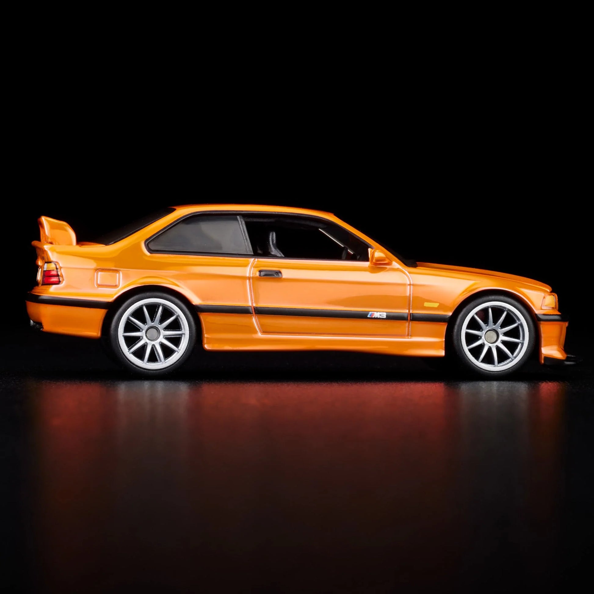 Hot Wheels RLC 1995 BMW M3 LTW in Spectraflame orange and opening hood, 1:64 scale collectible.