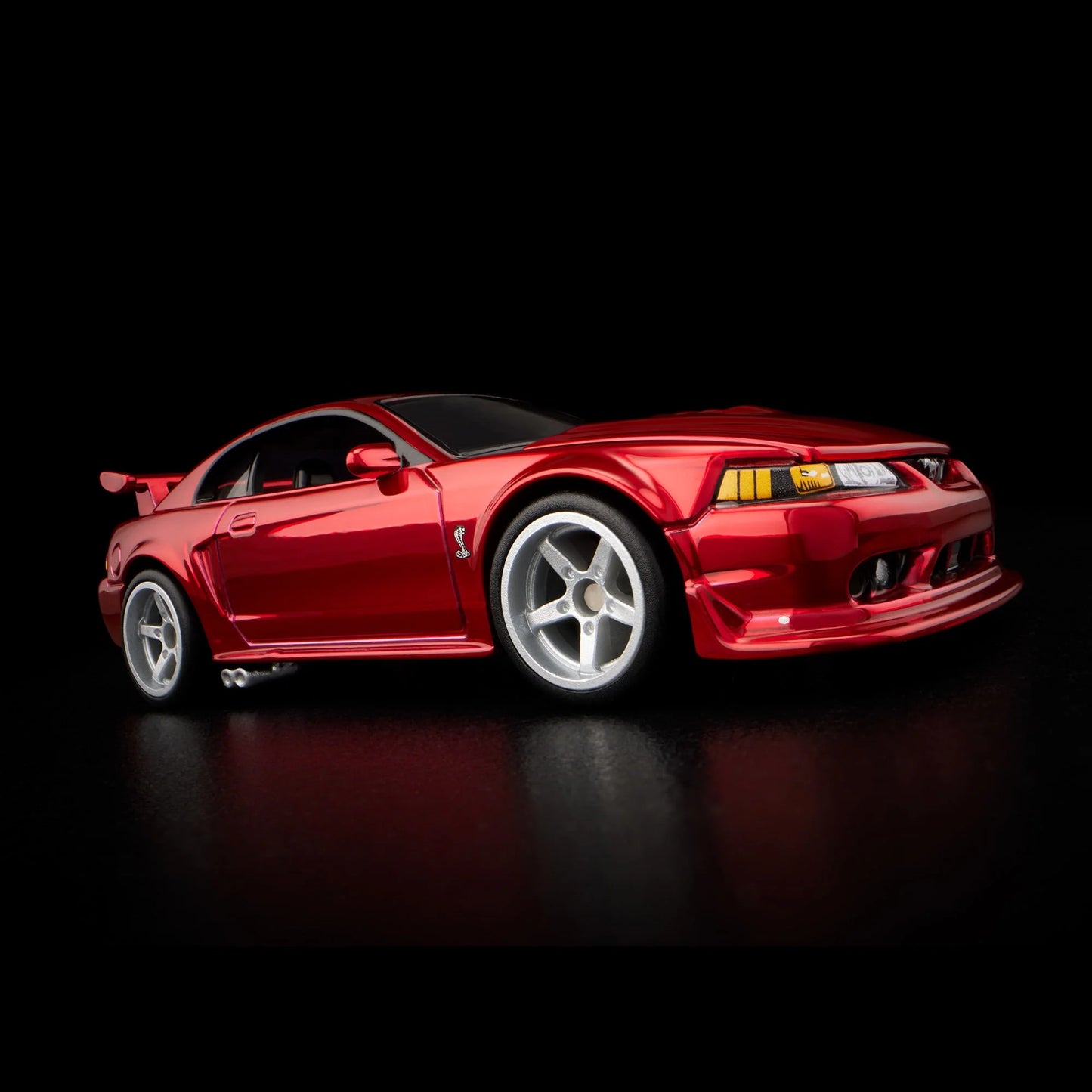 1:64 Hot Wheels RLC 2000 Ford Mustang SVT Cobra R Spectraflame bright red with opening hood.