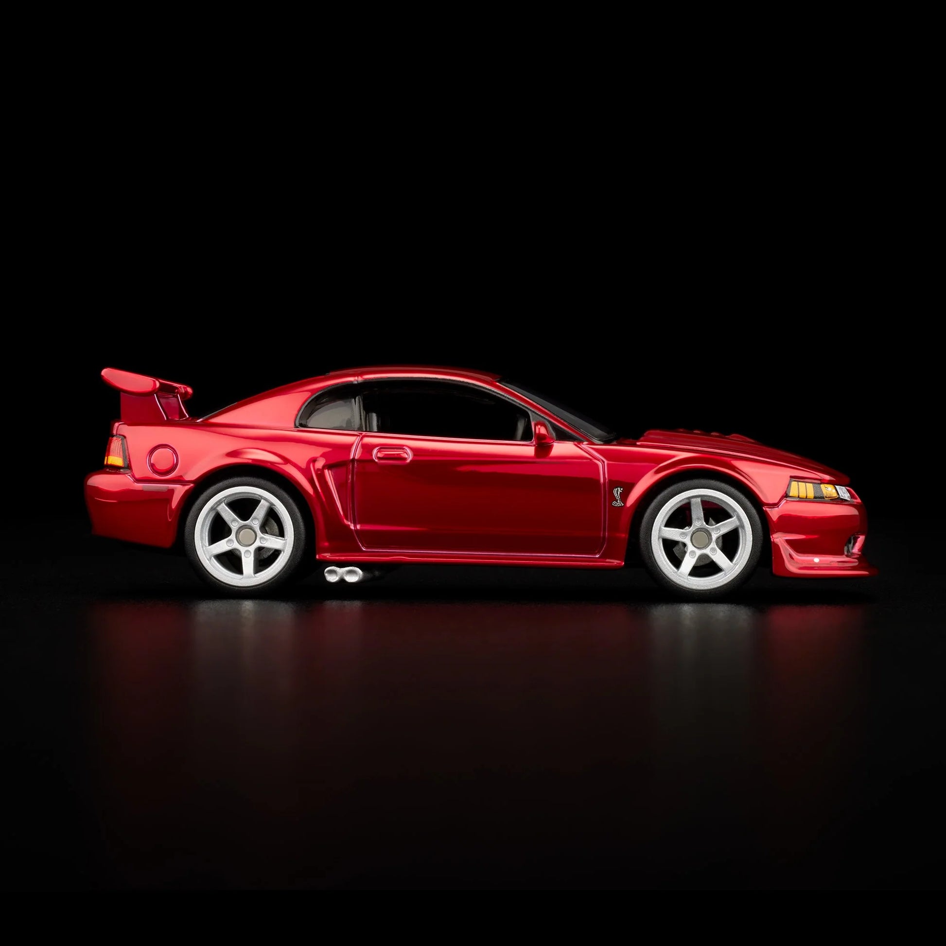 1:64 Hot Wheels RLC 2000 Ford Mustang SVT Cobra R Spectraflame bright red with opening hood.