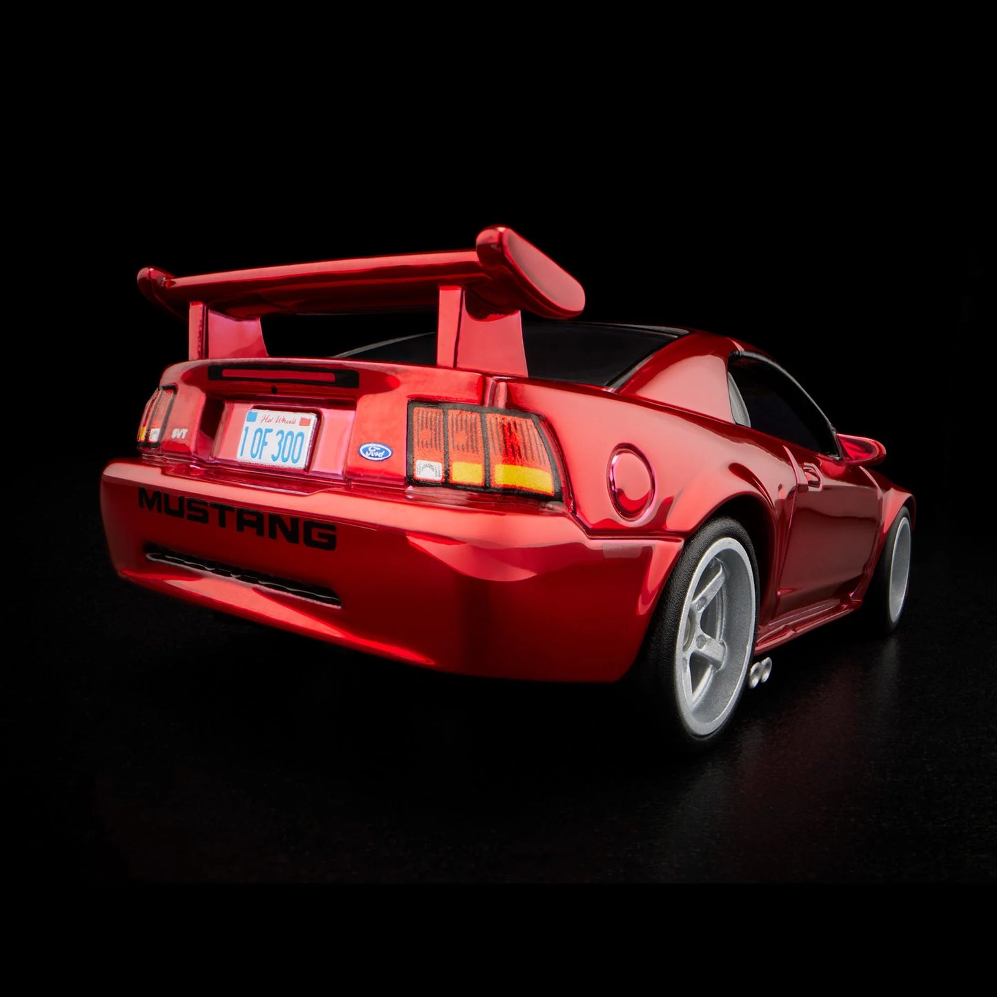 1:64 Hot Wheels RLC 2000 Ford Mustang SVT Cobra R Spectraflame bright red with opening hood.