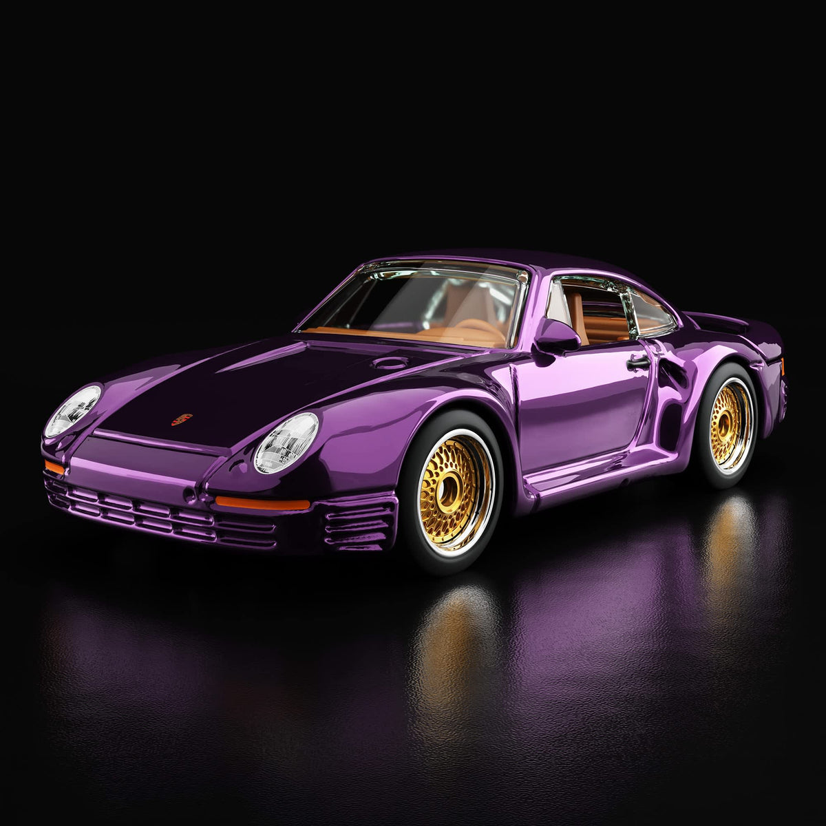 Hot Wheels RLC sELECTIONs Porsche 959 in Spectraflame purple with tan interior, Real Riders BB wheels and opening rear hood