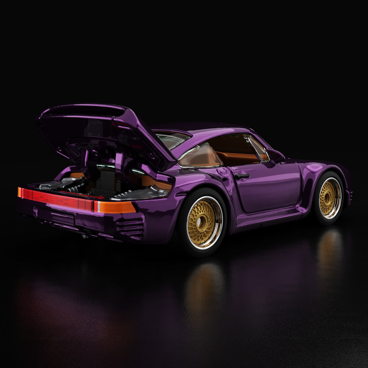 Hot Wheels RLC sELECTIONs Porsche 959 in Spectraflame purple with tan interior, Real Riders BB wheels and opening rear hood