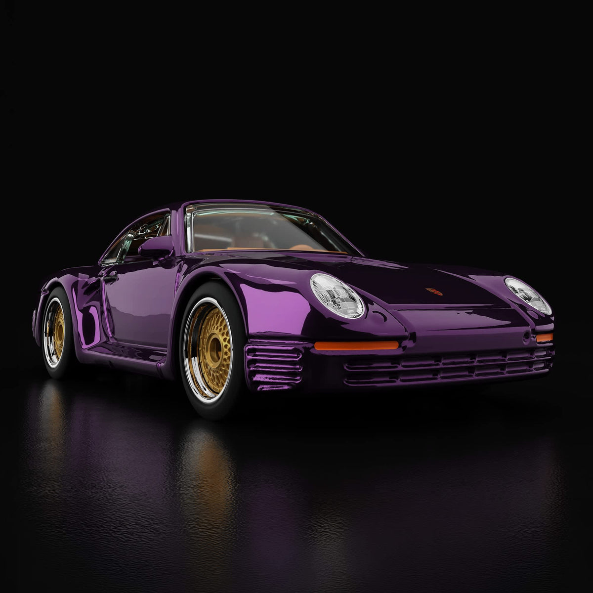 Hot Wheels RLC sELECTIONs Porsche 959 in Spectraflame purple with tan interior, Real Riders BB wheels and opening rear hood