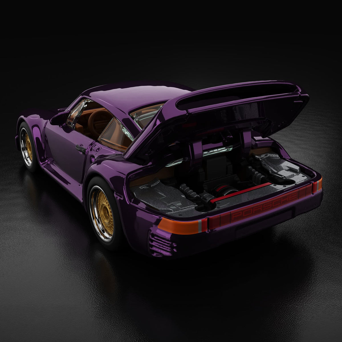 Hot Wheels RLC sELECTIONs Porsche 959 in Spectraflame purple with tan interior, Real Riders BB wheels and opening rear hood