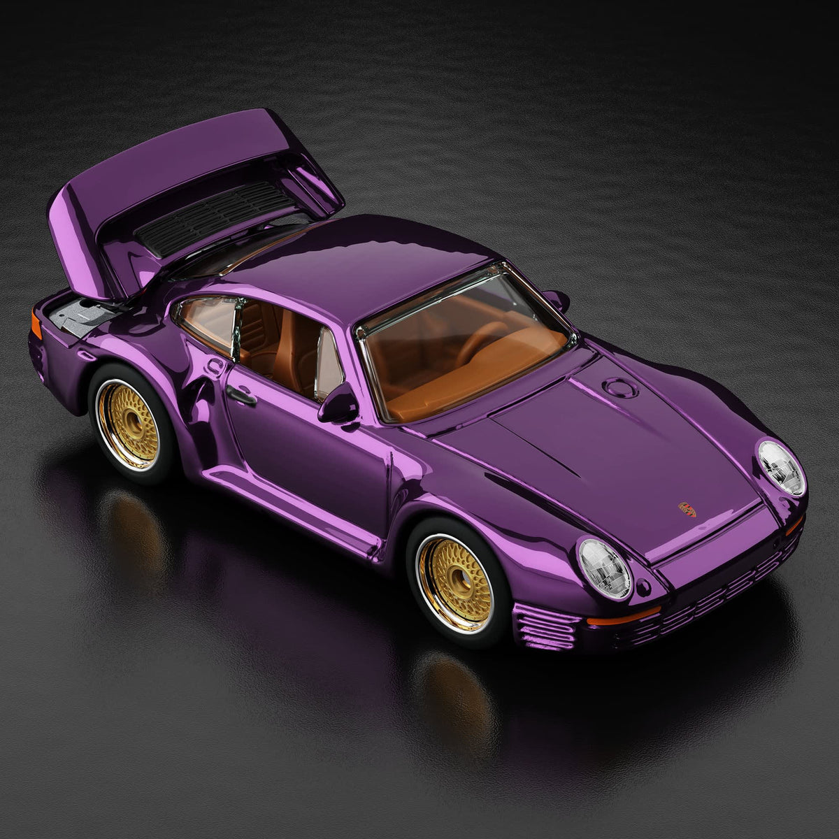 Hot Wheels RLC sELECTIONs Porsche 959 in Spectraflame purple with tan interior, Real Riders BB wheels and opening rear hood