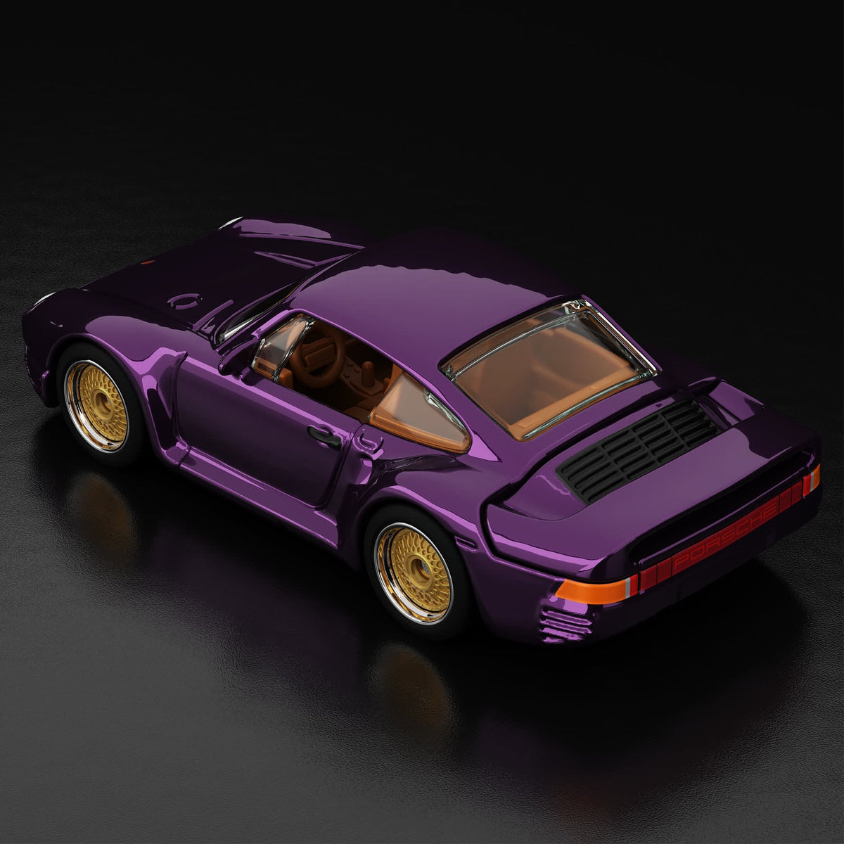 Hot Wheels RLC sELECTIONs Porsche 959 in Spectraflame purple with tan interior, Real Riders BB wheels and opening rear hood