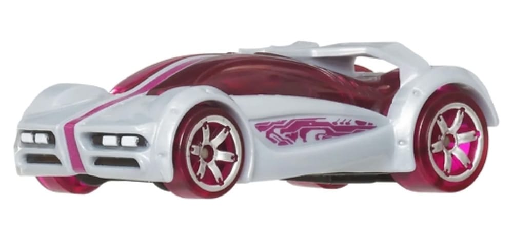 Hot Wheels Iridium high-speed concept car in metallic purple and silver from the Silver Line AcceleRacers collection.