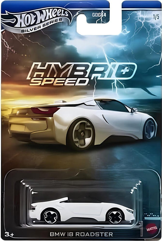 Hot Wheels BMW i8 Roadster in white from the Silver Line Hybrid Speed set.