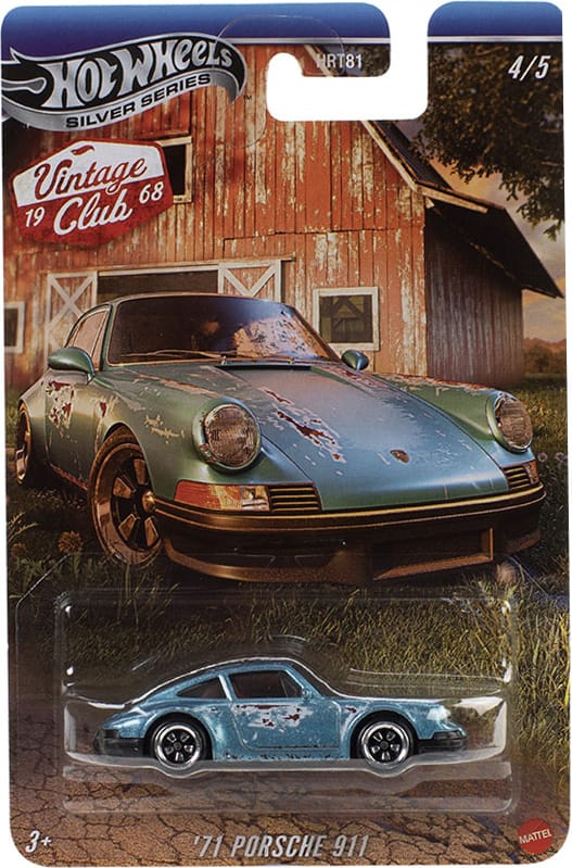 Hot Wheels 1971 Porsche 911 vintage sports car in Silver Line collector series.