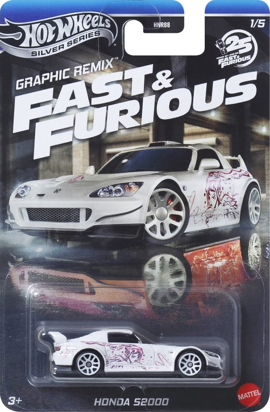 Hot Wheels Honda S2000 in bold graphic livery from the Silver Line Fast & Furious Graphic Remix set.
