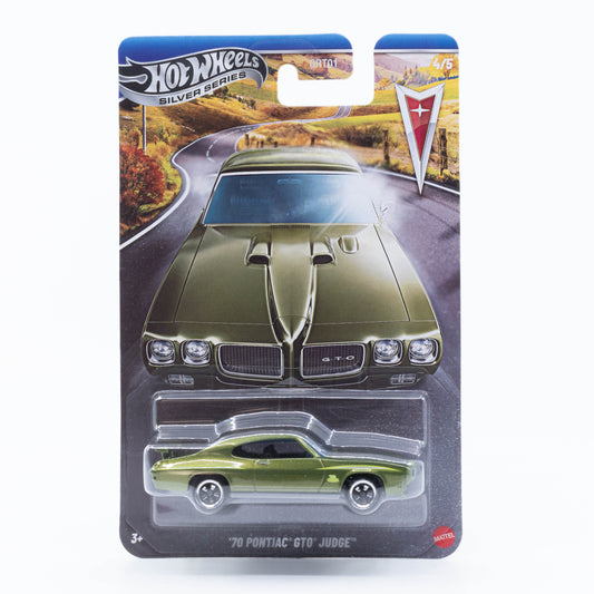 Hot Wheels 1:64 1970 Pontiac GTO Judge green Silver Line diecast model car