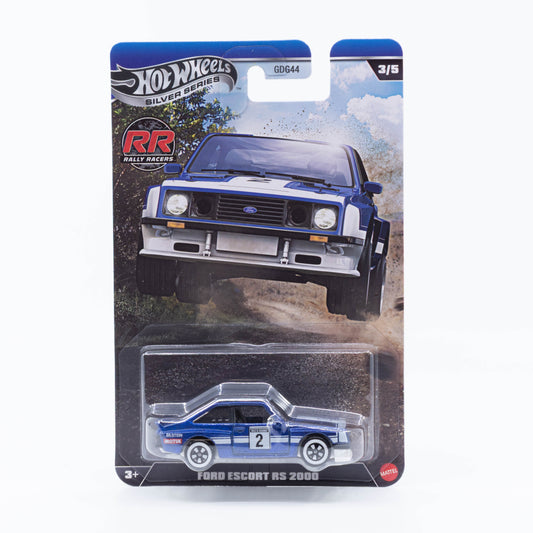 Hot Wheels 1:64 Ford Escort RS2000 rally car Silver Line rally racers diecast model