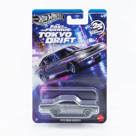 Hot Wheels Silver Line 1970 Plymouth Road Runner Tokyo Drift cameo muscle car