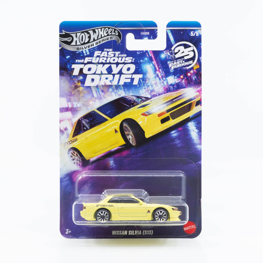Hot Wheels Silver Line Nissan Silvia S13 Tokyo Drift fluorescent yellow JDM drift car