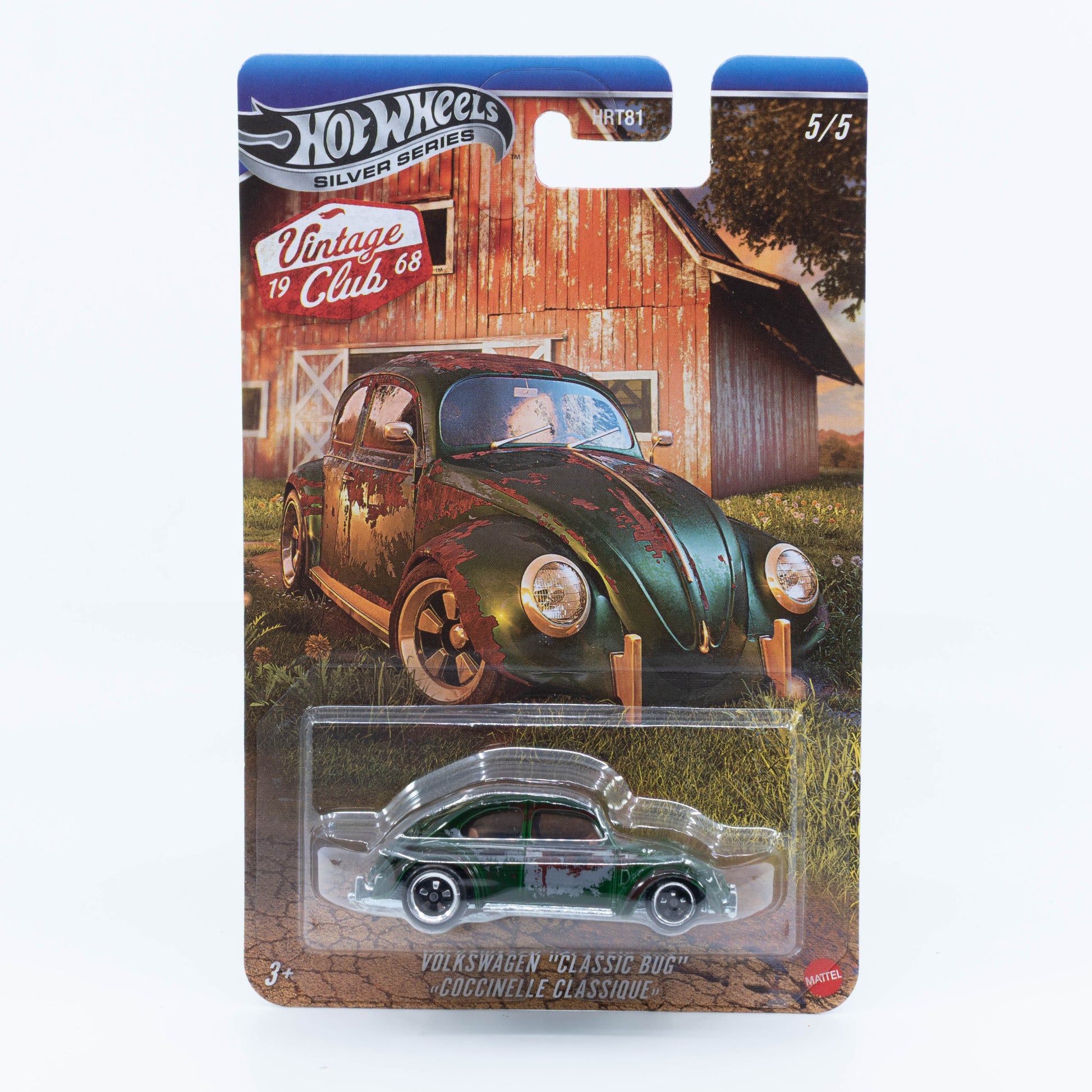 1:64 Hot Wheels Volkswagen Classic Bug Vintage Club black rusted livery die-cast model.