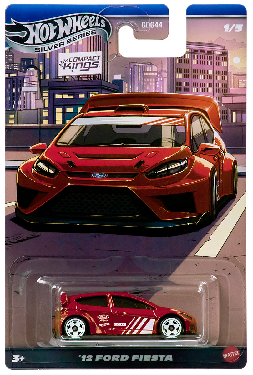Hot Wheels Silver Series Compact Kings ’12 Ford Fiesta 1:64 scale compact hatchback die-cast model.