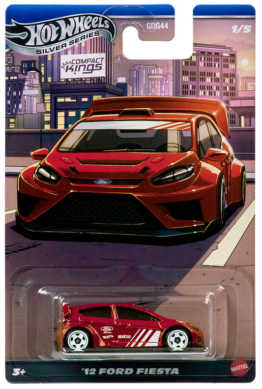 Hot Wheels Silver Series Compact Kings ’12 Ford Fiesta 1:64 scale compact hatchback die-cast model.