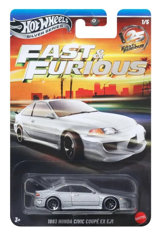 Hot Wheels Fast & Furious Silver Anniversary 1993 Honda Civic Coupé EX EJ1 silver 1:64 diecast