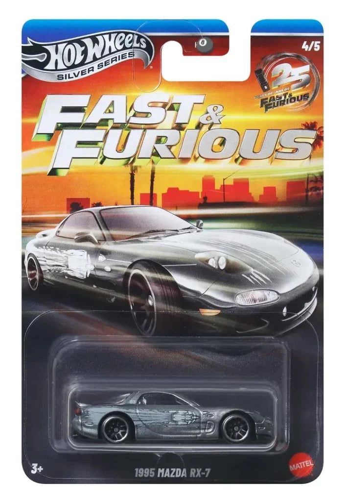 Hot Wheels Fast & Furious Silver Anniversary 1995 Mazda RX-7 VeilSide silver 1:64 diecast