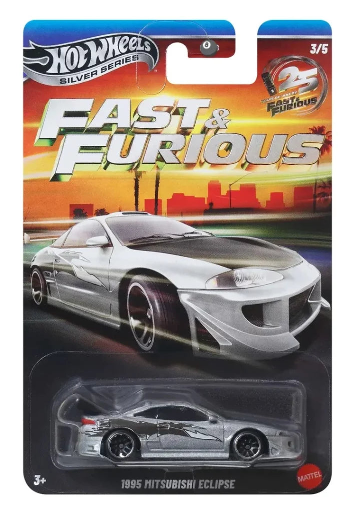Hot Wheels Fast & Furious Silver Anniversary 1995 Mitsubishi Eclipse silver 1:64 diecast