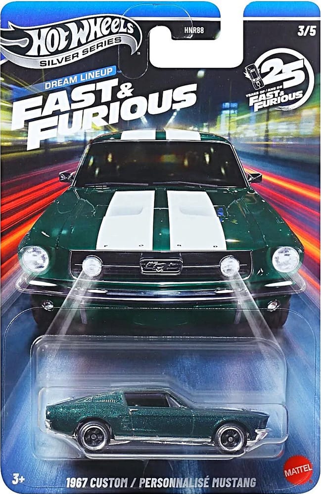 Hot Wheels Silver Series Fast & Furious 1967 Custom Mustang 1:64 scale muscle car die-cast.