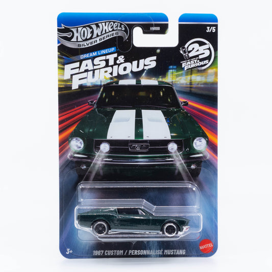 Hot Wheels 1967 Custom Mustang Tokyo Drift Silver Series 1:64 diecast