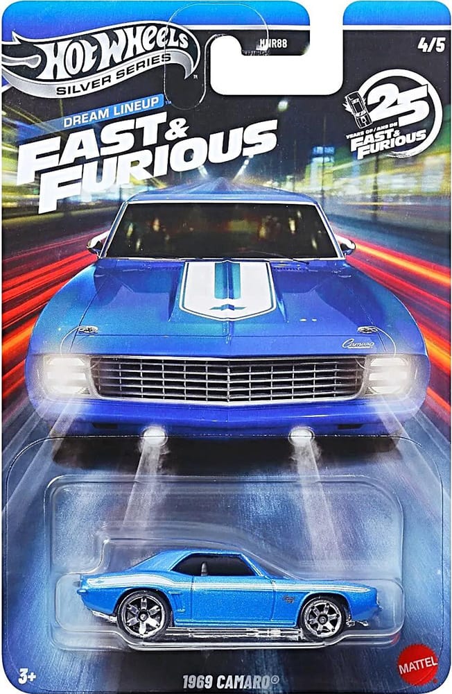 Hot Wheels Silver Series Fast & Furious 1969 Camaro 1:64 scale classic muscle movie car.