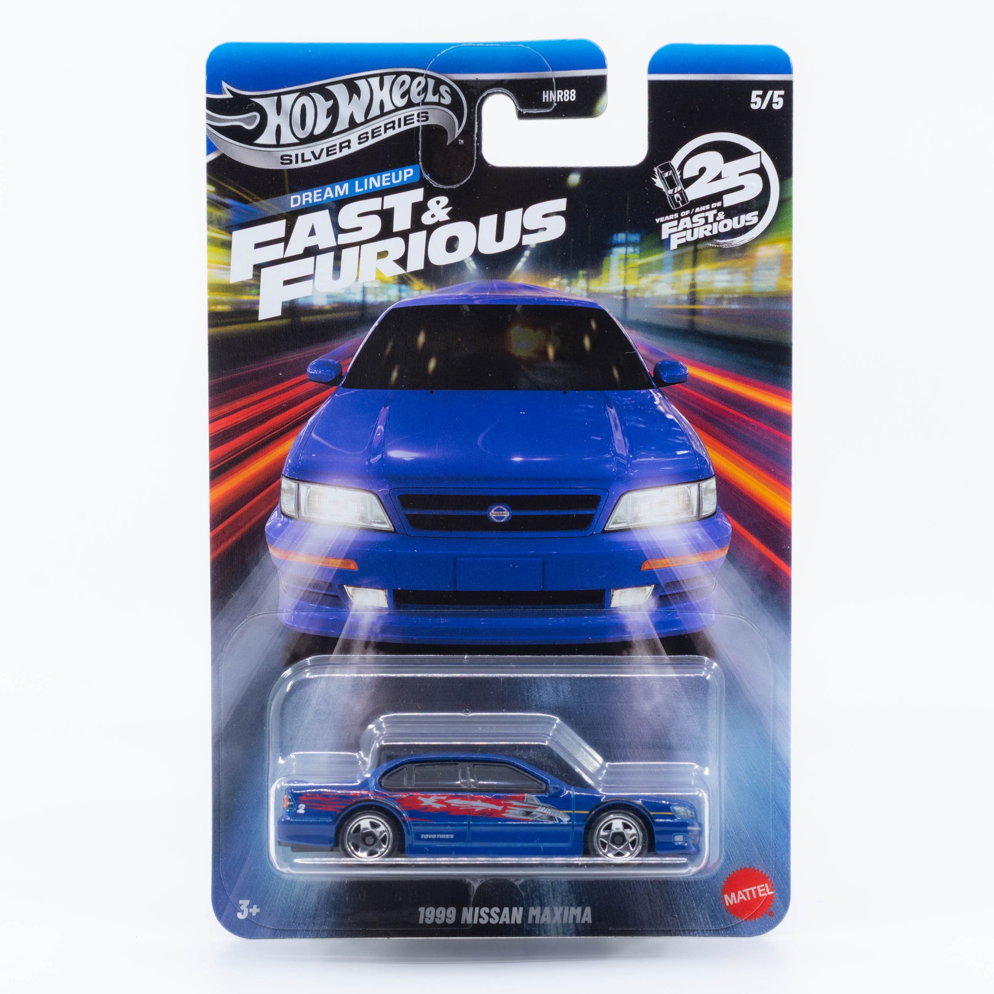 Hot Wheels Nissan Maxima 1999 Fast and Furious Silver Series metal base 1:64