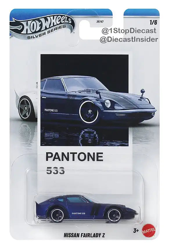 Hot Wheels Silver Series Pantone Nissan Fairlady Z 1:64 scale die-cast model.