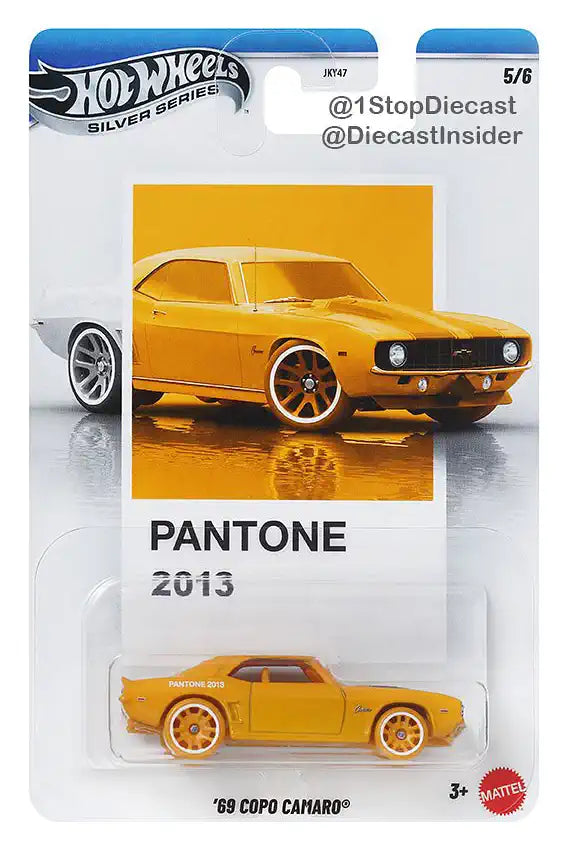 Hot Wheels Silver Series Pantone ’69 COPO Camaro 1:64 scale classic American muscle die-cast.