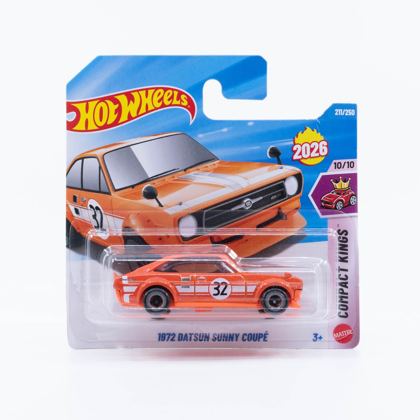 Hot Wheels 1972 Datsun Sunny Coupé new casting in orange.
