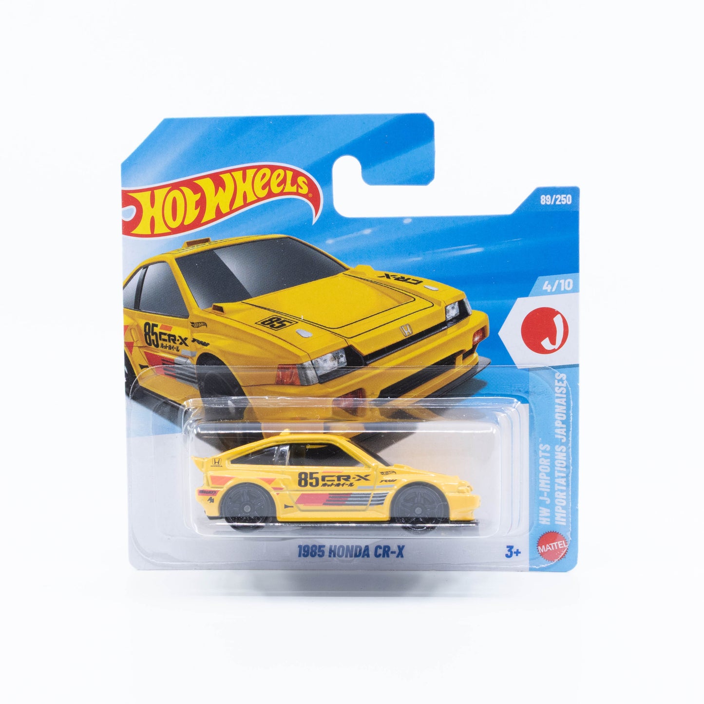 Hot Wheels 2026 Basic 1985 Honda CR-X yellow classic Japanese hatchback 1:64 model car