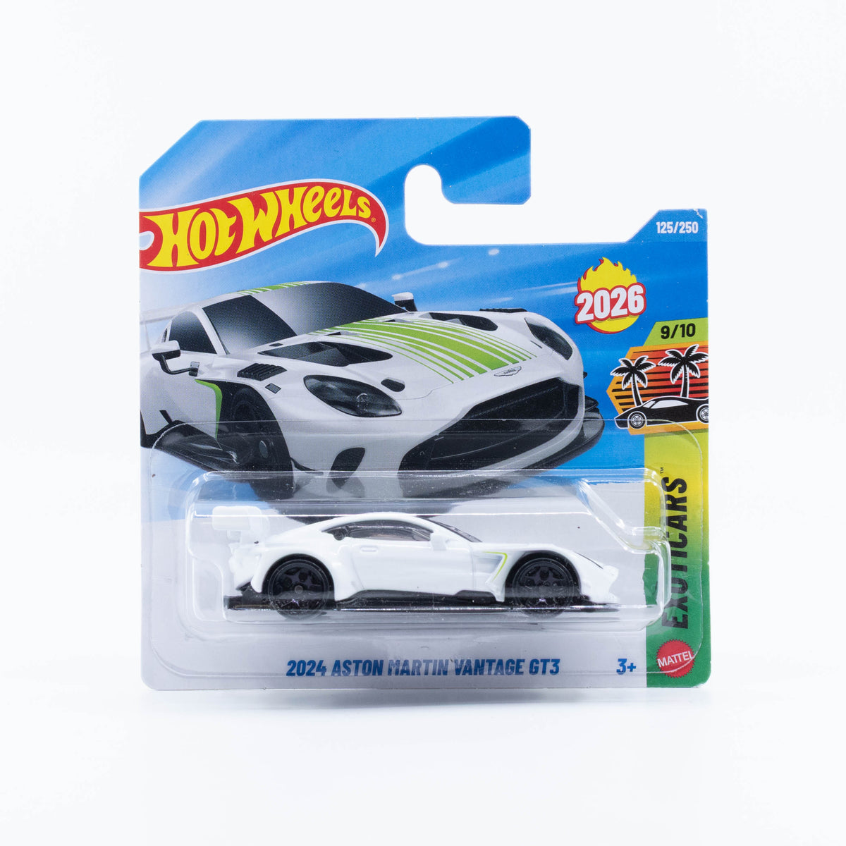 Hot Wheels 2024 Aston Martin Vantage GT3 new casting in white racing livery.
