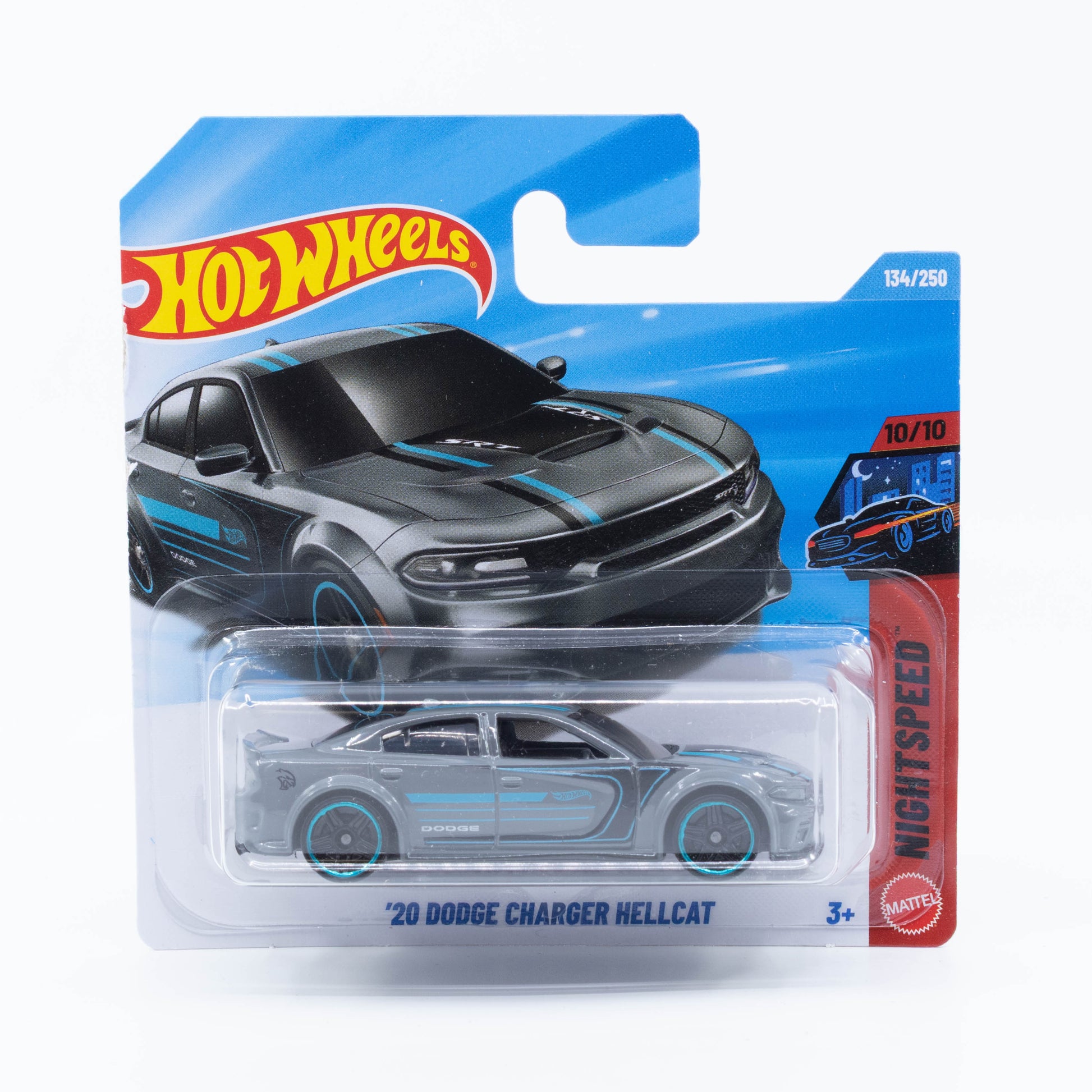 Hot Wheels 1:64 2020 Dodge Charger Hellcat dark grey blue accents 2026 mainline diecast car