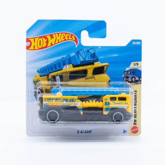Hot Wheels 5 Alarm fire truck fantasy vehicle in yellow from the 2026 Basic Line.