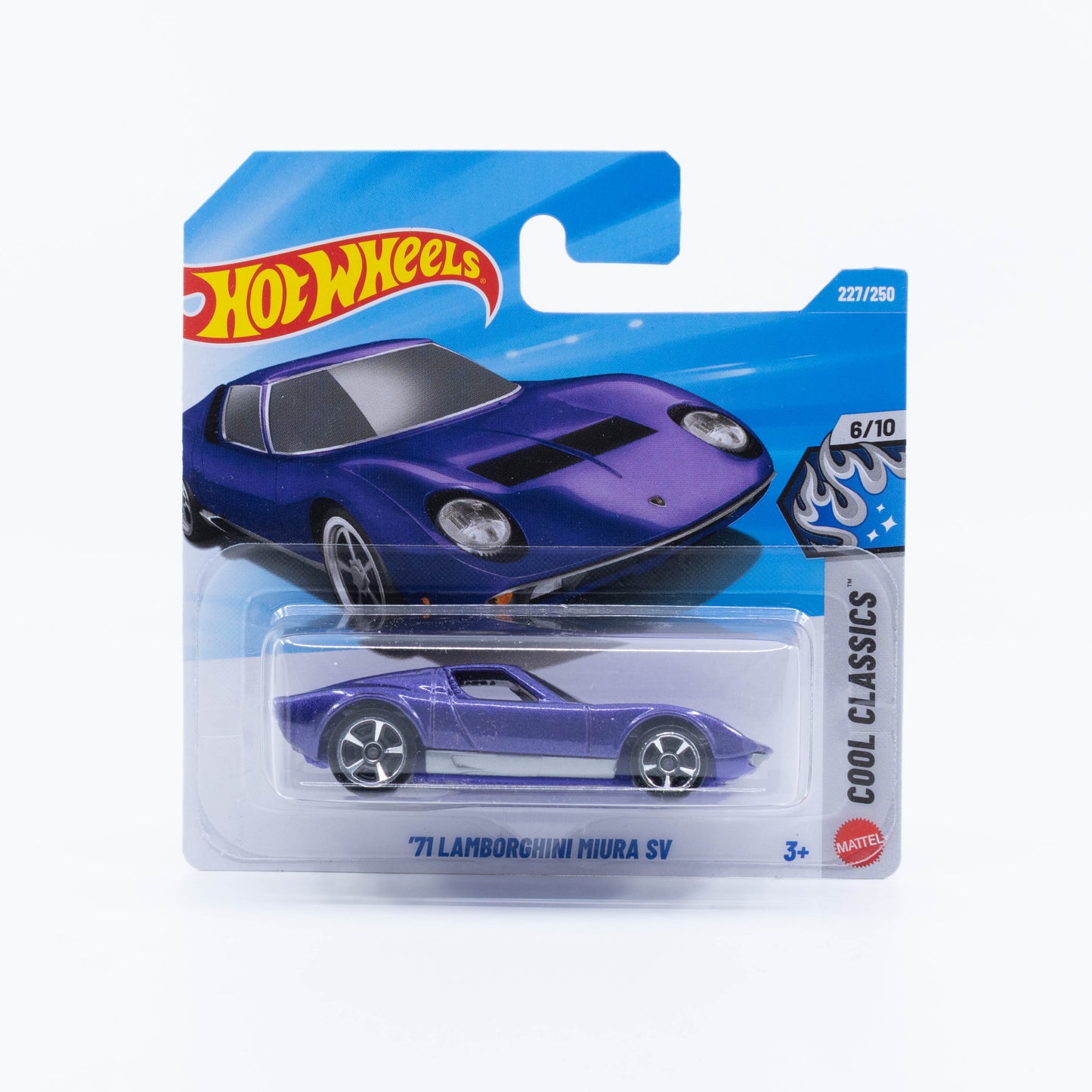 Hot Wheels 1971 Lamborghini Miura SV classic Italian mid-engine V12 supercar.