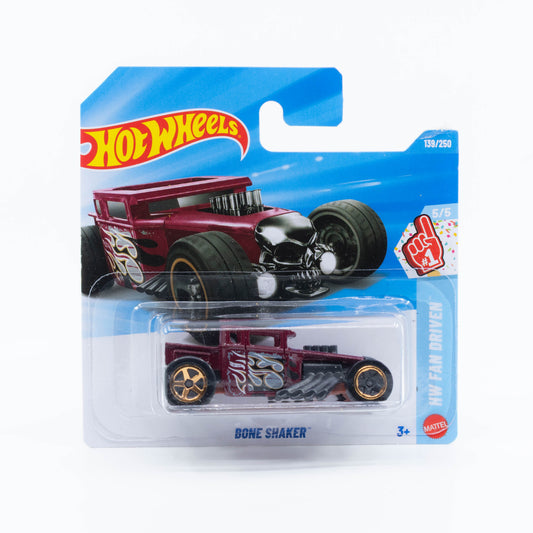 Hot Wheels 1:64 Bone Shaker dark red 2026 mainline skull grille diecast car