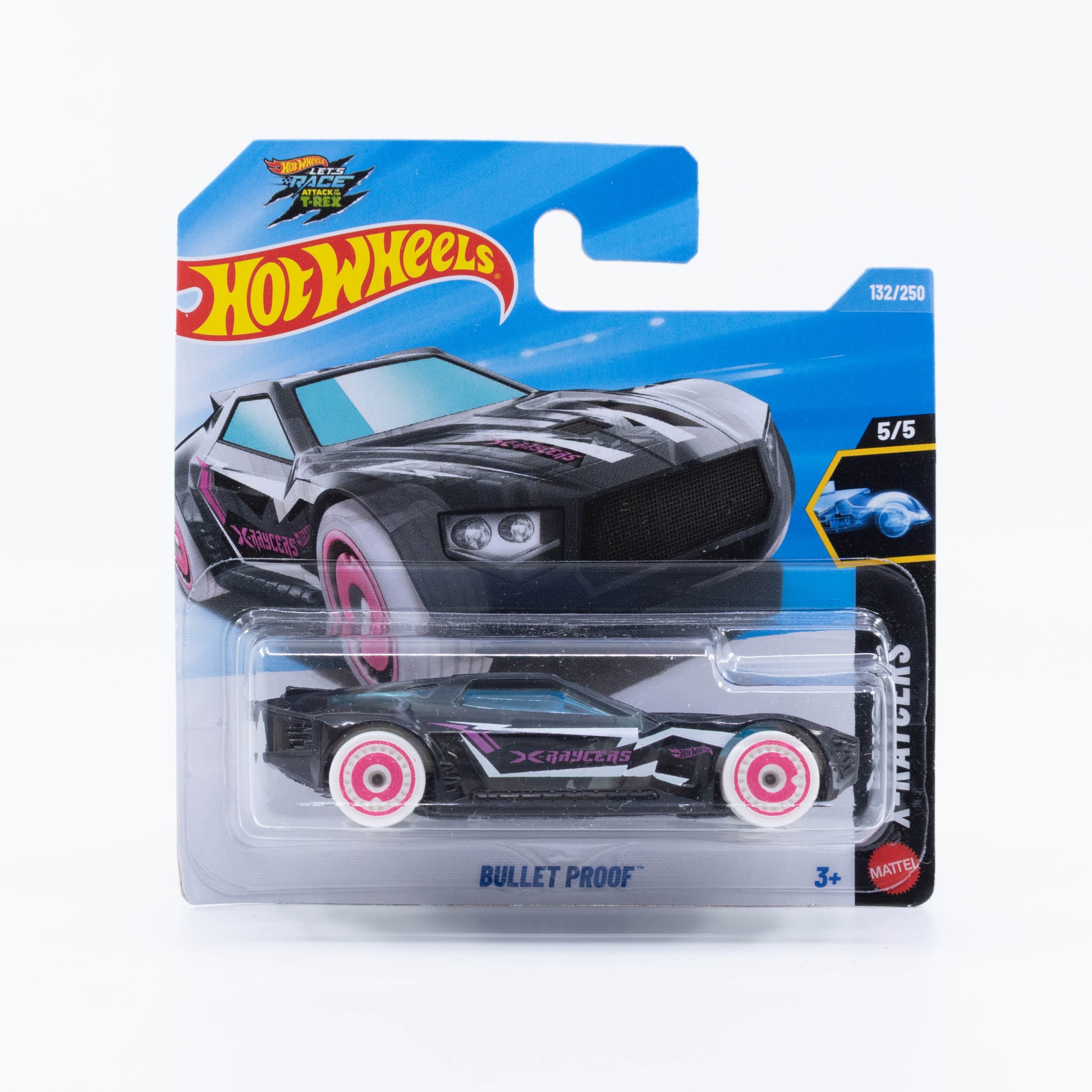 Hot Wheels Bullet Proof armored muscle car covered in bullet details with hidden missiles in the rear.