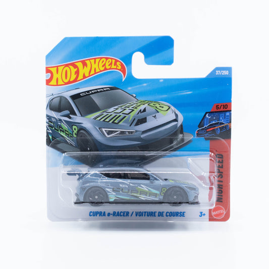 Hot Wheels 1:64 CUPRA e-Racer electric touring race car in racing livery.