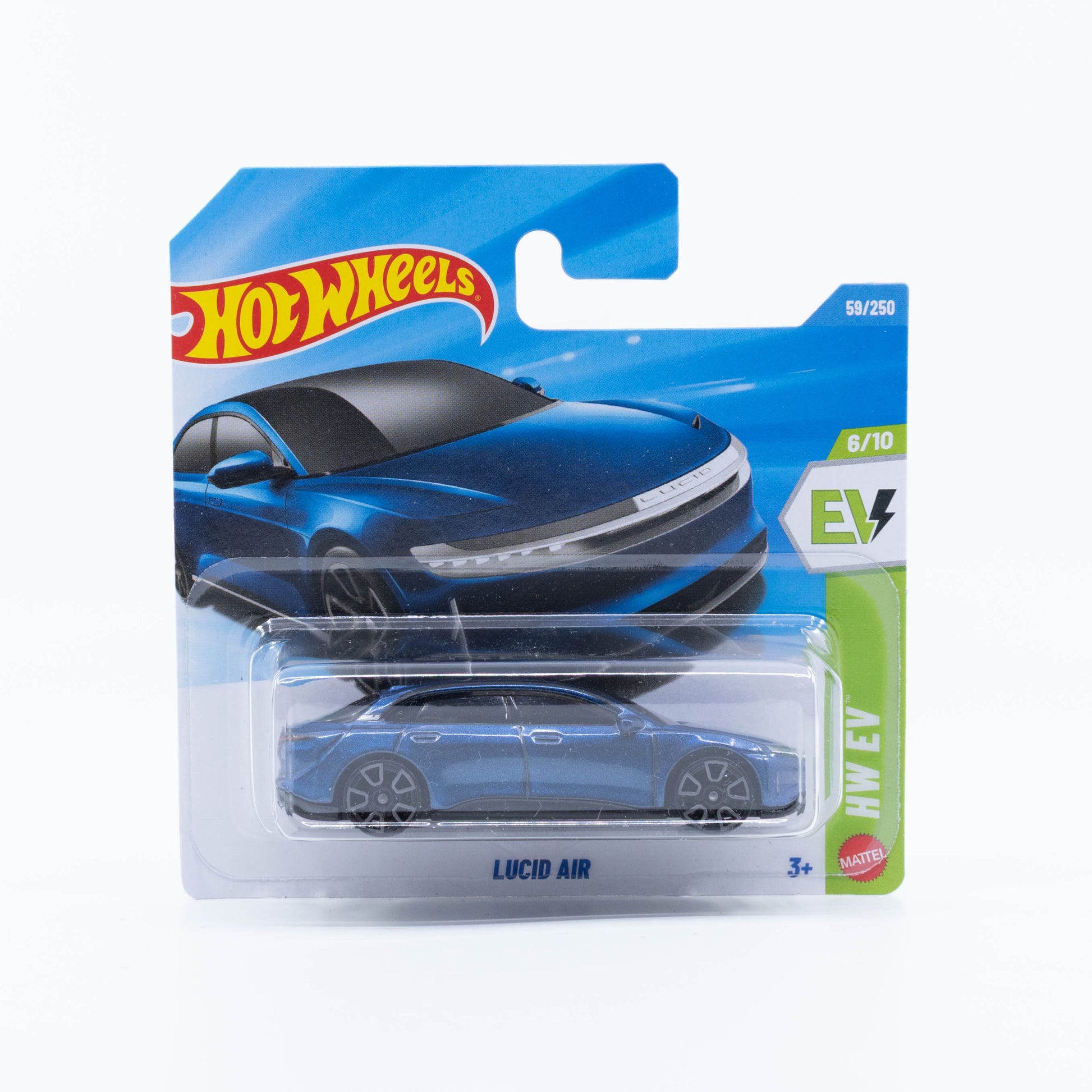 Hot Wheels Lucid Air in blue.
