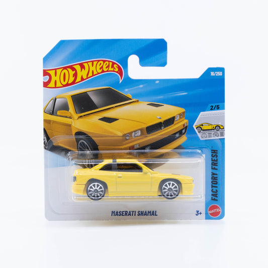 Hot Wheels Maserati Shamal in yellow.