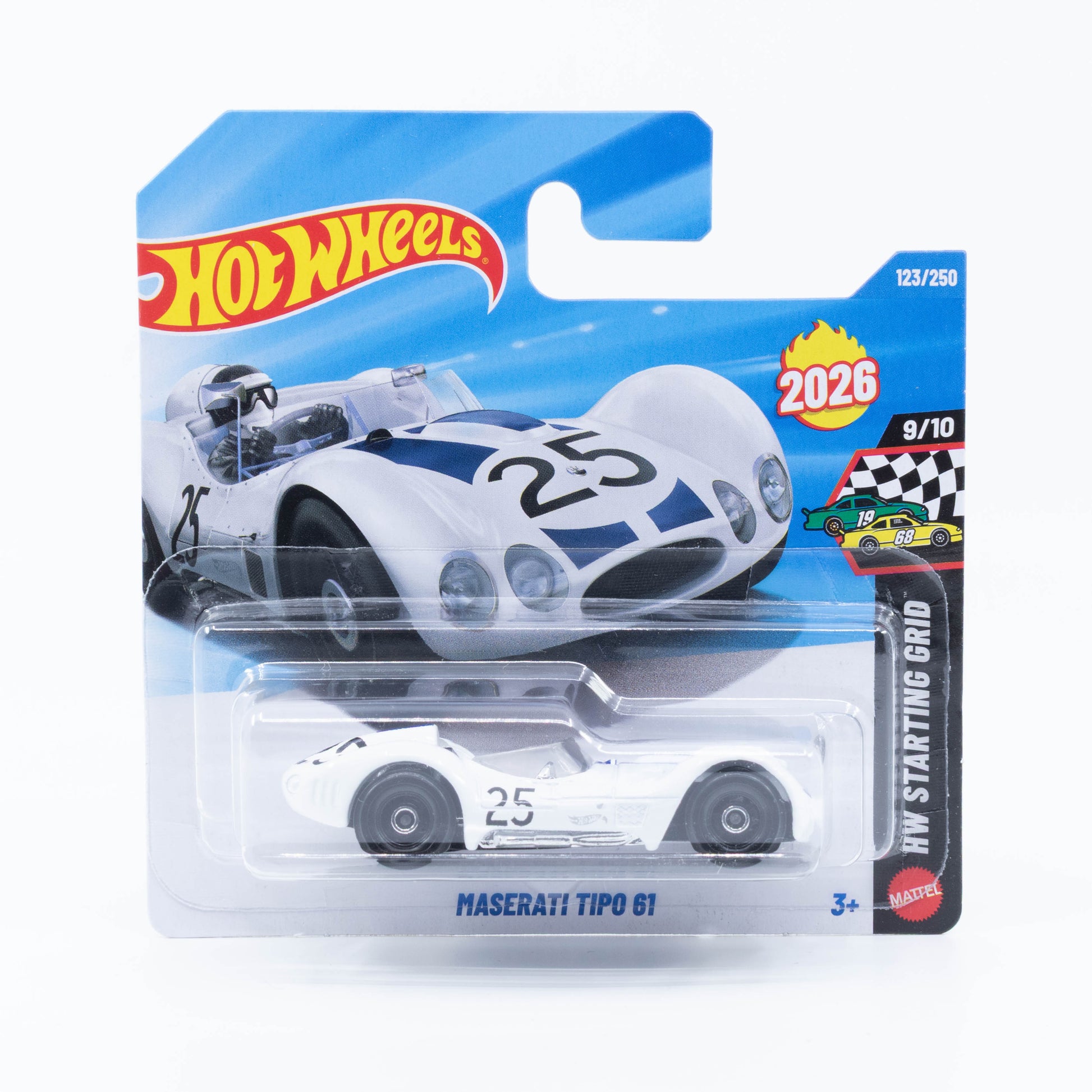 Hot Wheels 1:64 Maserati Tipo 61 Birdcage white blue stripes 2026 mainline diecast car