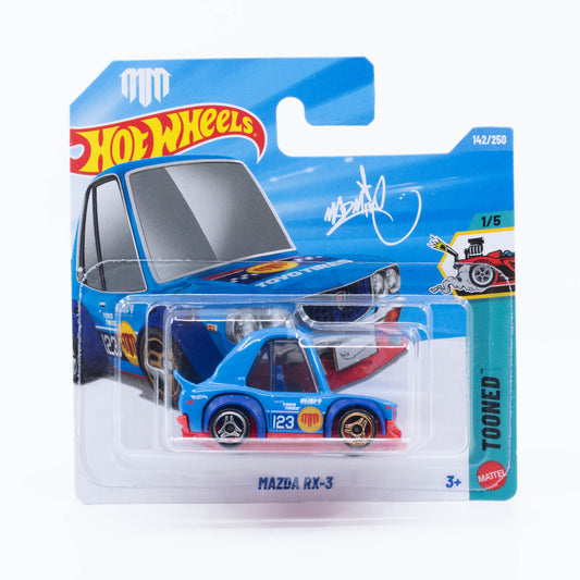Hot Wheels 1:64 Tooned Mazda RX-3 Mad Mike blue livery 2026 mainline diecast car