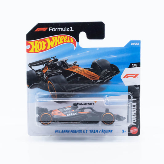 Hot Wheels 1:64 McLaren Formula 1 Team 2025 livery basic F1 die-cast car.