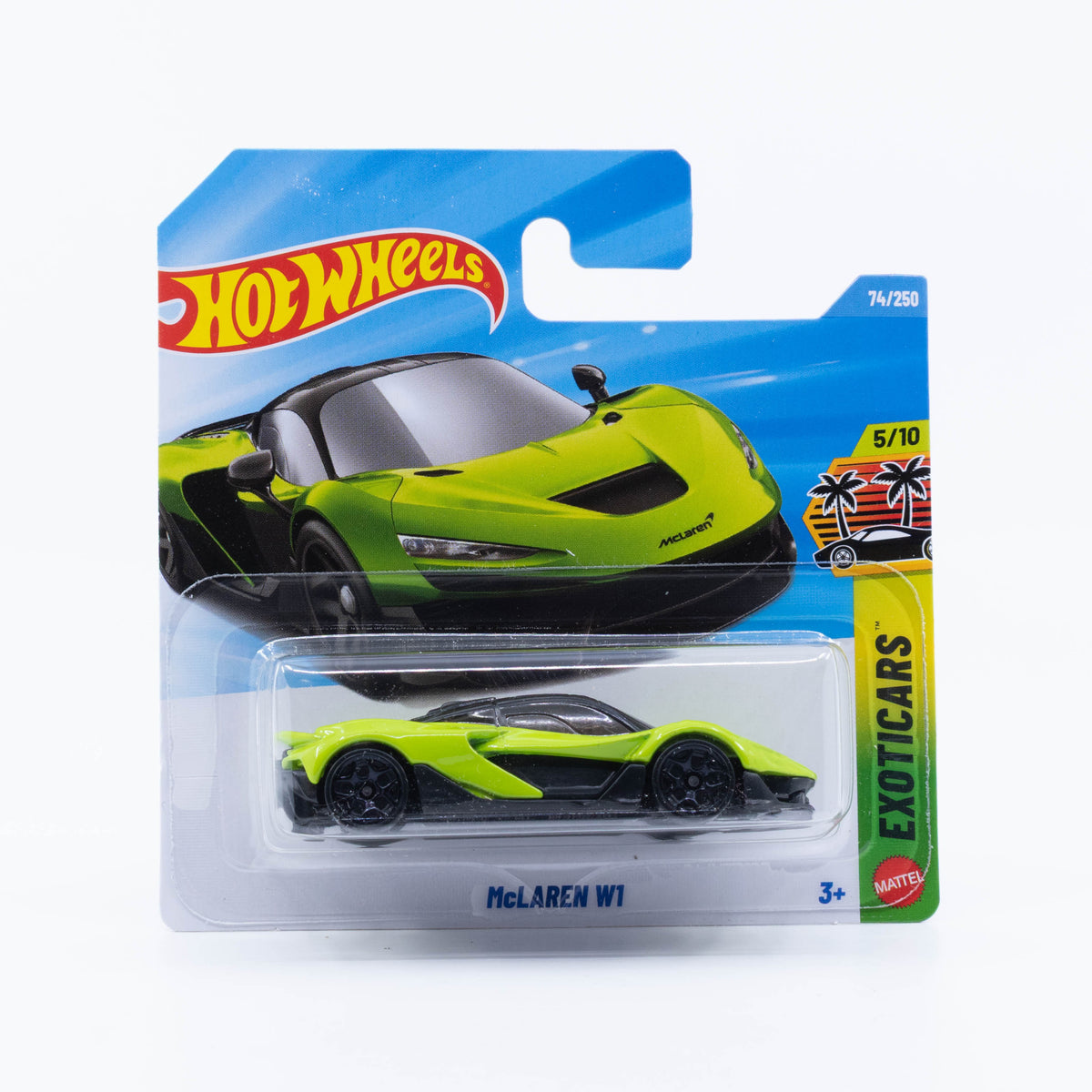 Hot Wheels McLaren W1 hybrid supercar in detailed 1:64 Mainline scale.