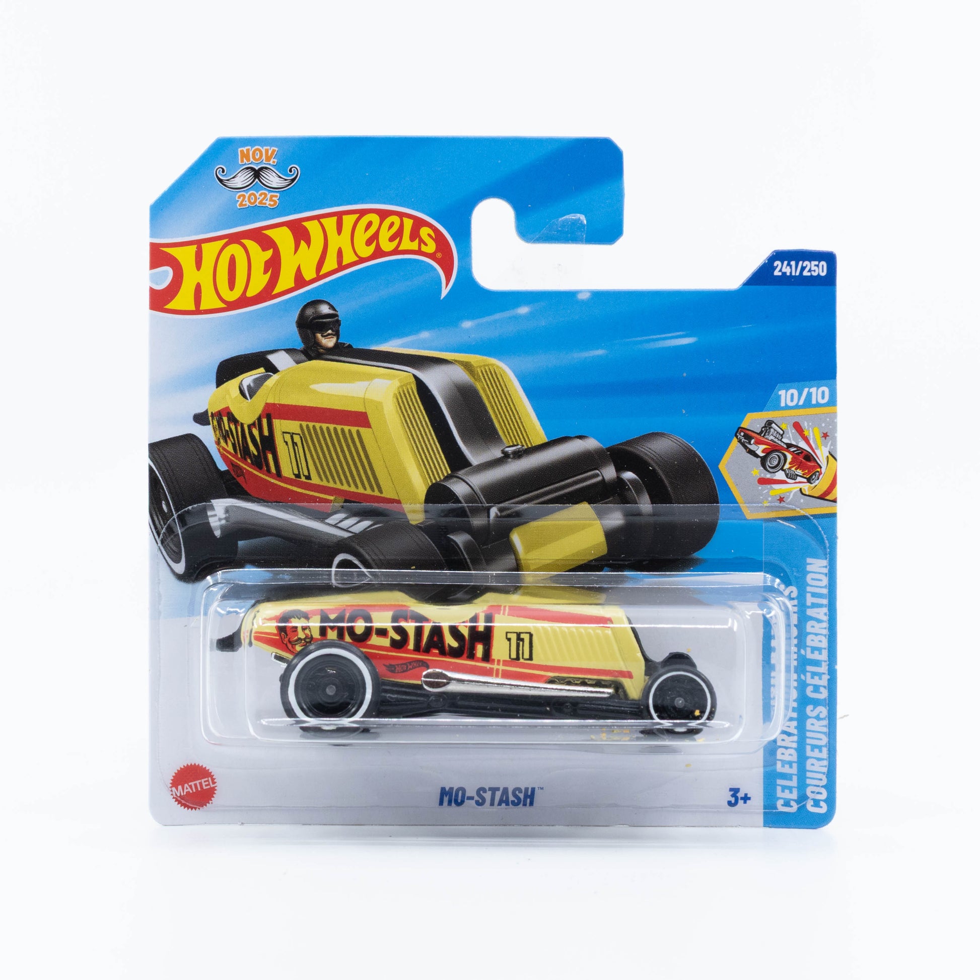 Hot Wheels Mo-Stash fantasy hot rod car with mustache mechanism.