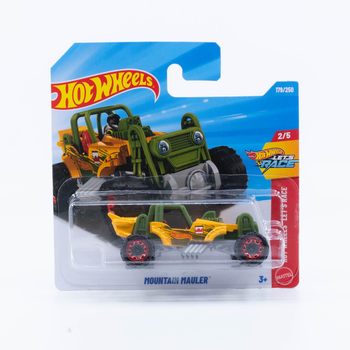 Hot Wheels Mountain Mauler off-road vehicle in yellow from the 2026 Basic Line.