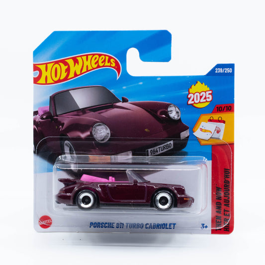 Hot Wheels Porsche 911 Turbo Cabriolet diecast car model in 1:64 scale with convertible design and sleek curves