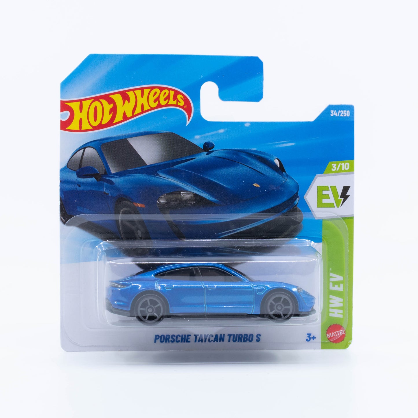 Hot Wheels Porsche Taycan Turbo S in blue from the 2026 Basic Line.